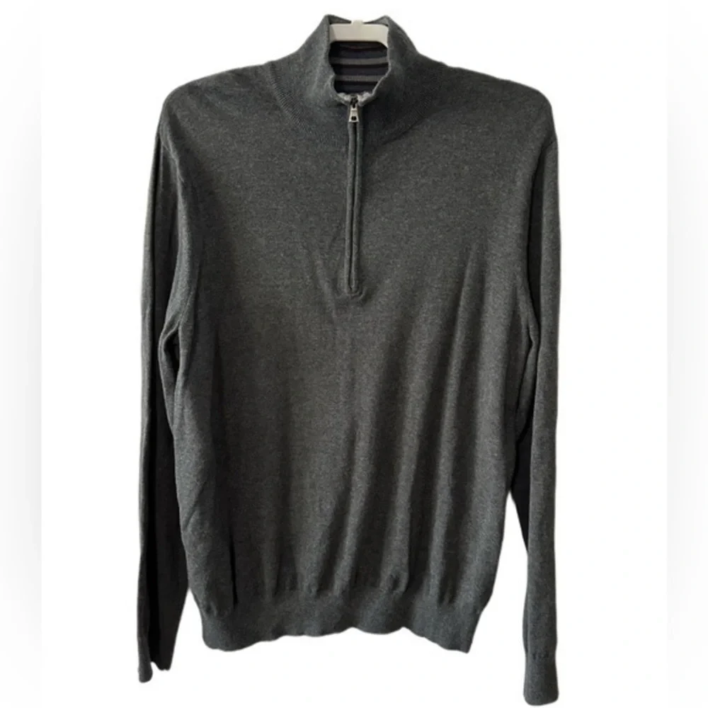 Banana Republic‎ Half Zip pullover Cotton Sweater Mens Sz L Grey